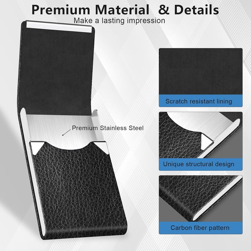 GOWALL Business Card Holder with Magnetic Closure, Slim Metal PU Business Card Case for Men Women, 3.7 x 2.3 inches RFID Blocking Credit Cards Holder for Pocket or Bag Storage, Black - Image 5
